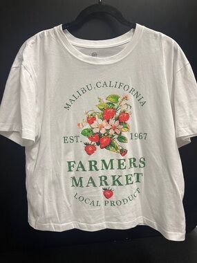 Farmers Market Strawberry Graphic Tee - White